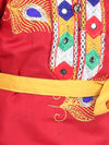 BownBee Embroidered Kanhaiya Dhoti Kurta with Mukut Bansuri Belt for Boys- Red