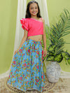 BownBee Chanderi One Shoulder Top with Lehenga with Dupatta - Pink