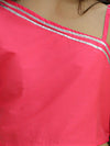 BownBee Chanderi One Shoulder Top with Lehenga with Dupatta - Pink