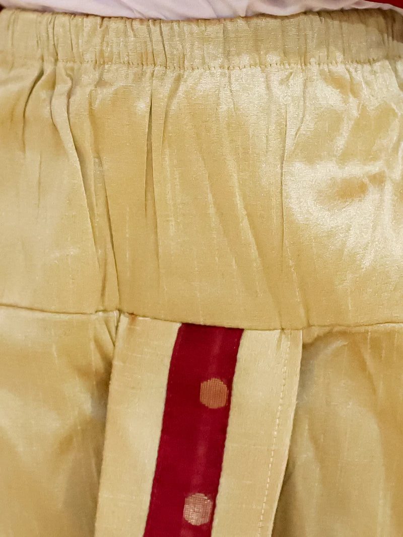 BownBee Pure Chanderi Full Sleeve Sherwani Dhoti for Boys- Maroon