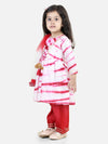 BownBee Hand Dyed Chanderi Silk Kurti Pant with Dupatta for Girls - Red
