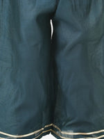 BownBee  Hand Dyed Chanderi Silk Kurti Pant with Dupatta for Girls - Blue