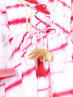 BownBee Hand Dyed Chanderi Silk Kurti Pant with Dupatta for Girls - Red