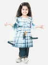 BownBee  Hand Dyed Chanderi Silk Kurti Pant with Dupatta for Girls - Blue