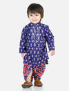 BownBee Pure Cotton Full Sleeve Dhoti Kurta for Boys - Blue