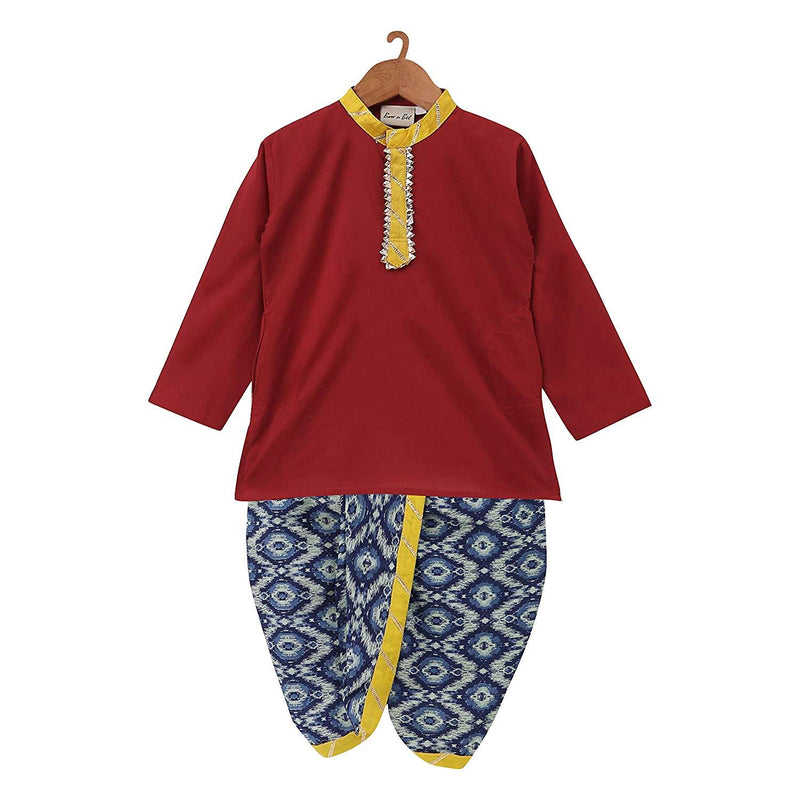 Jaipuri Print Cambric Cotton Dhoti Kurta- Blue