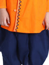 Front Open Embroidered Kurta Dhoti for Boys-Orange