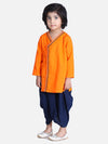 Front Open Embroidered Kurta Dhoti for Boys-Orange