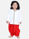 Front Open Embroidered Kurta Dhoti for Boys-White