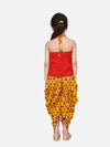 Halter Neck Cotton Top With Dhoti- Yellow