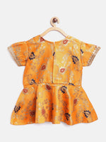 Jacquard Half Sleeve Peplum With Dhoti- Orange