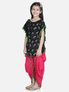 Cotton Kaftan Dhoti Set for Girls- Black