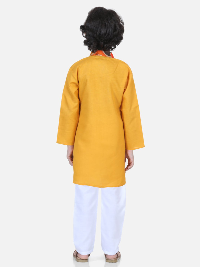 BownBee Attached Jacket Kurta Pajama for Boys- Yellow