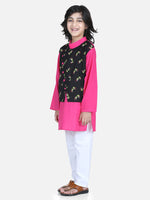 BownBee Attached Jacket Kurta Pajama for Boys-Black