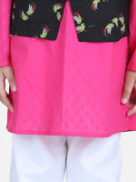 BownBee Attached Jacket Kurta Pajama for Boys-Black