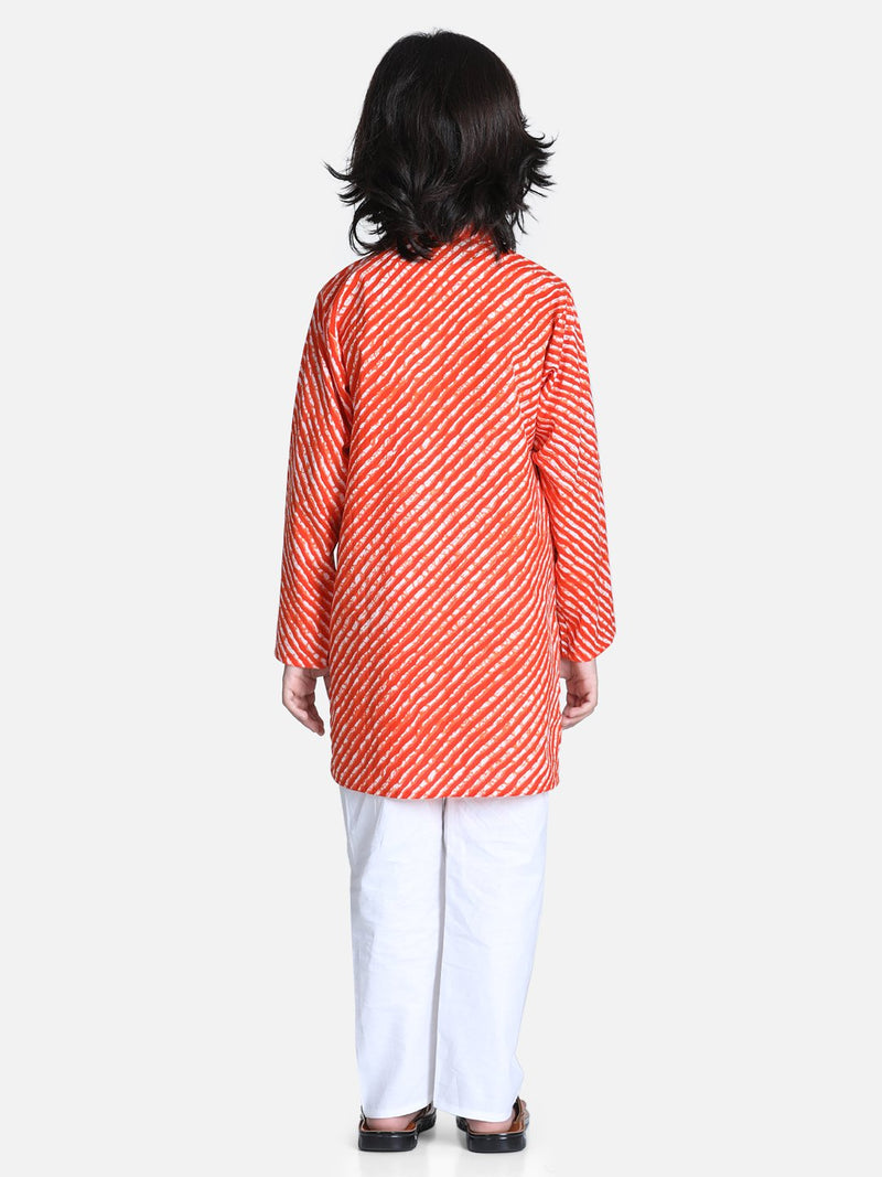 BownBee Attached Jacket Kurta Pajama for Boys- Orange