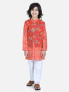 BownBee Attached Jacket Kurta Pajama for Boys- Orange