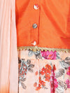 Ruffle Sleeve Collar Choli With Floral Lehenga-Orange