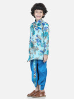 Printed Sherwani Dhoti Set for Boys- Blue