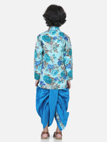 Printed Sherwani Dhoti Set for Boys- Blue