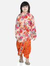 Printed Sherwani Dhoti Set for Boys-Orange