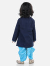 Front Open Cotton Full Sleeve Kurta with Dhoti- Blue