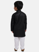 Stand Collar Cotton Kurta pajama-Black
