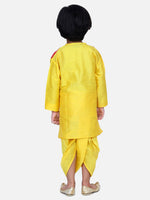 Attached Jacket Bandhani Dhoti Kurta- Yellow