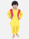 Attached Jacket Bandhani Dhoti Kurta- Yellow