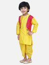 Attached Jacket Bandhani Dhoti Kurta- Yellow