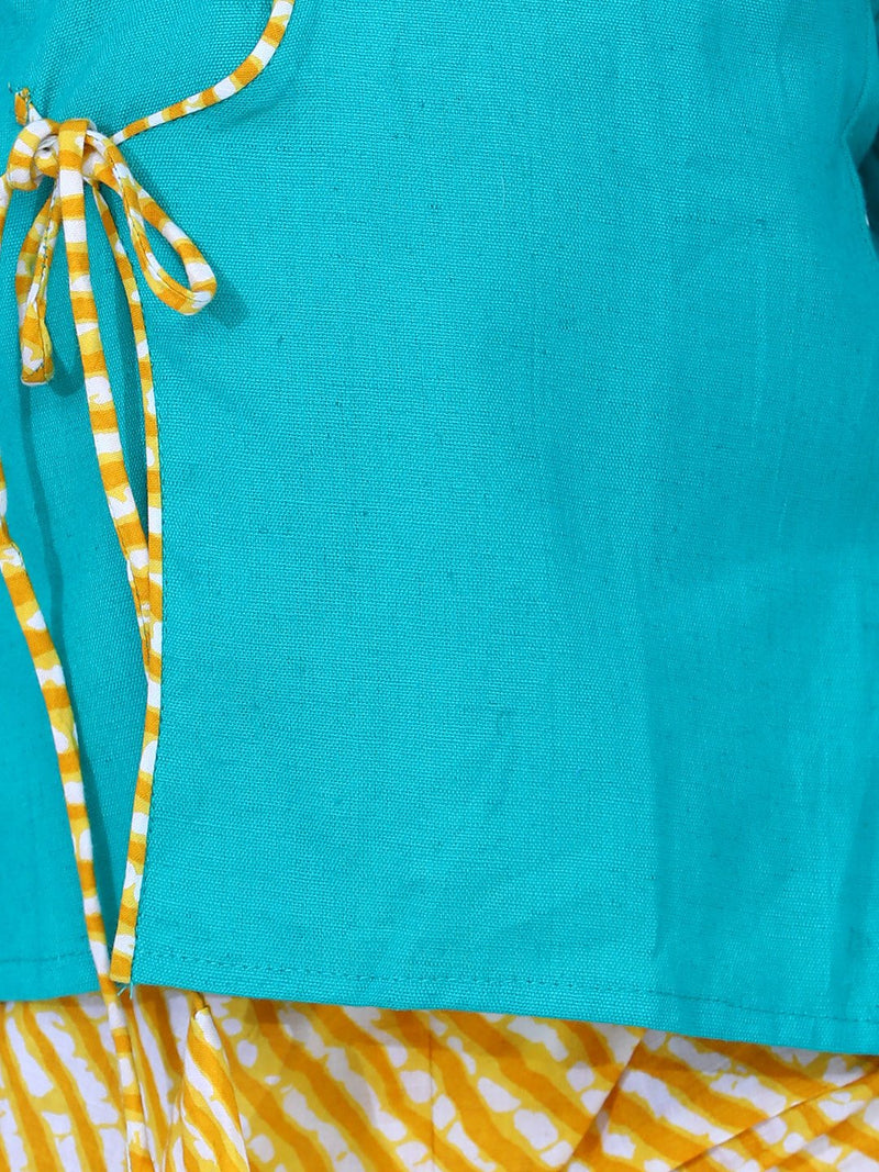 Front Open Cotton Full Sleeve Kurta with Dhoti-Green