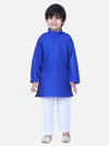Stand Collar Cotton Kurta pajama-Blue
