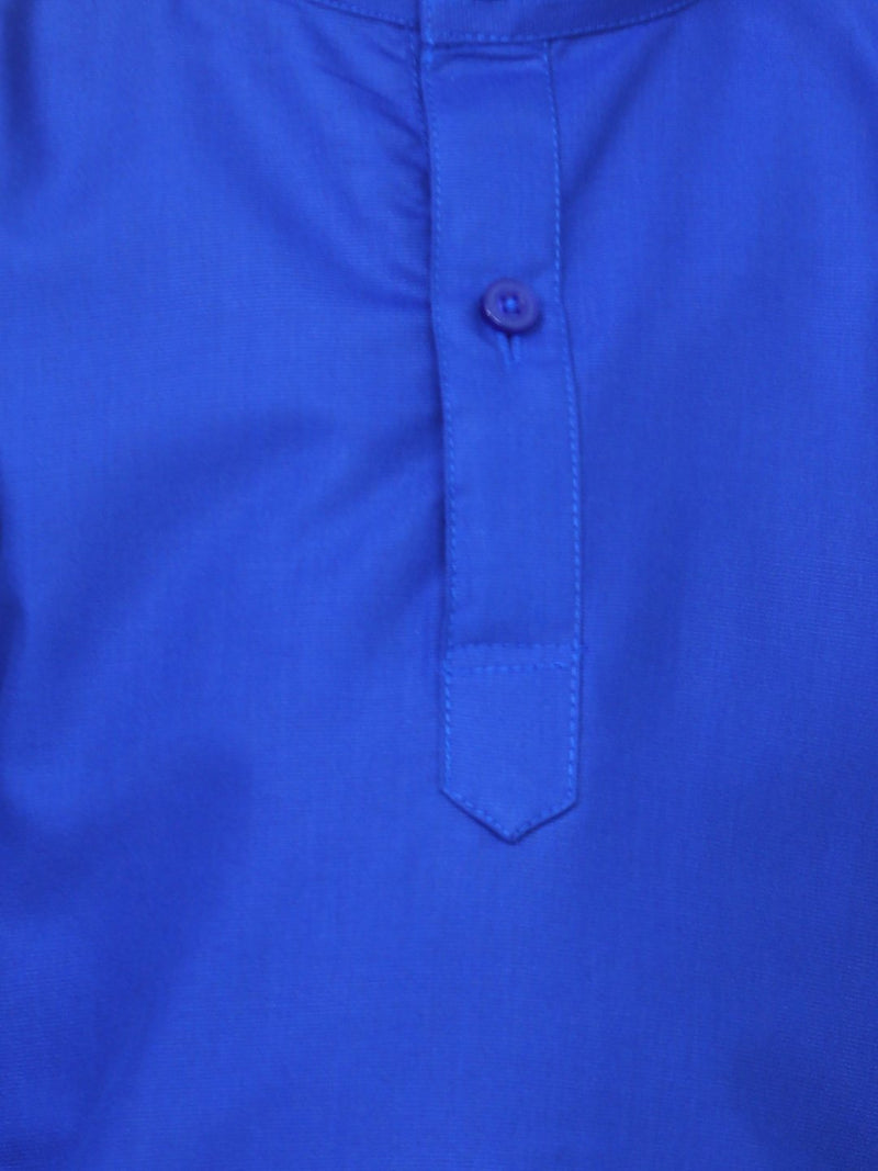 Stand Collar Cotton Kurta pajama-Blue