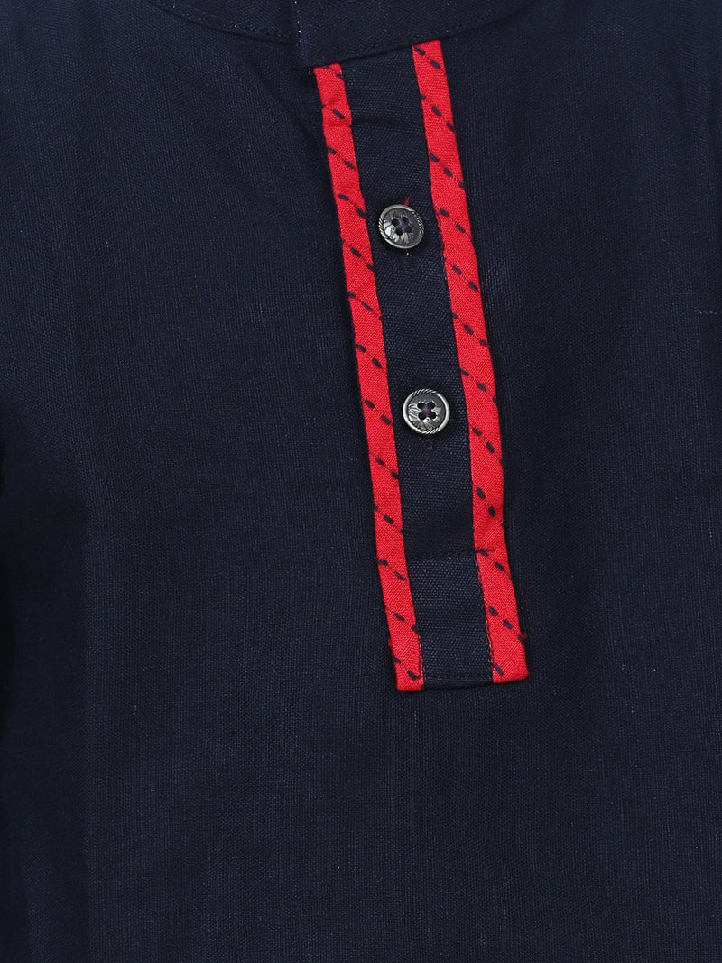 Full Sleeve Stand Collar Kurta Pajama-Black