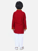 Full Sleeve Stand Collar Kurta Pajama-Maroon