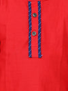 Full Sleeve Stand Collar Kurta Pajama-Red
