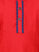 Full Sleeve Stand Collar Kurta Pajama-Red