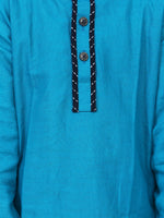 Full Sleeve Stand Collar Kurta Pajama-Teal