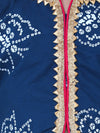 Block Print Front Open Cotton Skirt Top-Blue