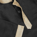 Mulberry Stand Collar Full Sleeve Kurta Pajama -Black