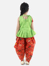 BownBeePatan Patola Patch Top with Dhoti- Green