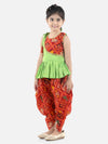 BownBeePatan Patola Patch Top with Dhoti- Green