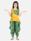 BownBee Patan Patola Patch Top with Dhoti- Yellow