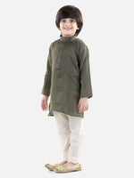 BownBee Full Sleeve Jacquard Kurta Pajama- Black