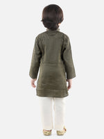 BownBee Full Sleeve Jacquard Kurta Pajama- Black