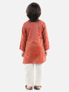 BownBee Full Sleeve Jacquard Kurta Pajama- Red