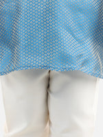 BownBee Full Sleeve Jacquard Kurta Pajama- Sky Blue