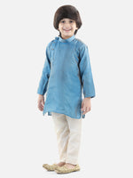 BownBee Full Sleeve Jacquard Kurta Pajama- Sky Blue