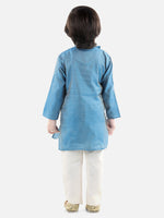 BownBee Full Sleeve Jacquard Kurta Pajama- Sky Blue