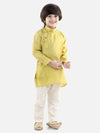BownBee Full Sleeve Jacquard Kurta Pajama- Yellow